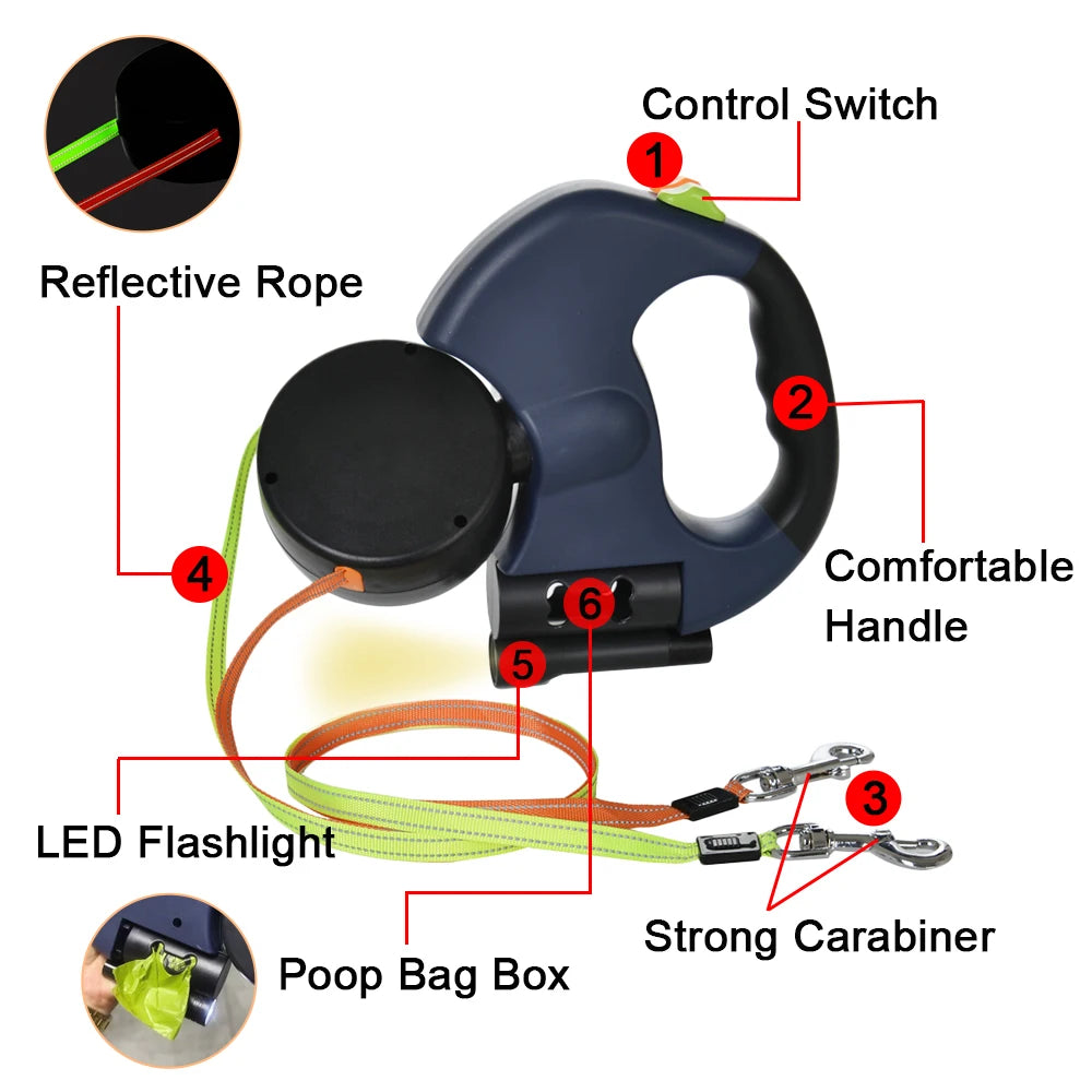 Dual Retractable Dog Leash